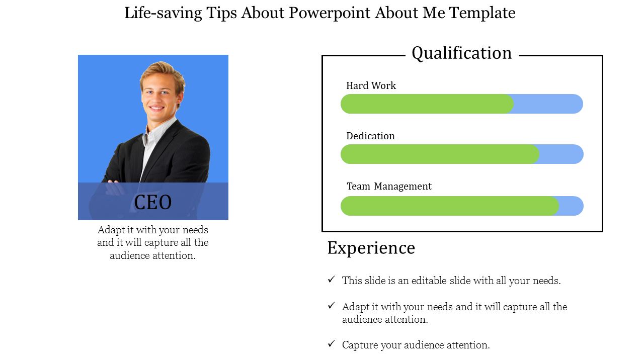 Free - Editable PowerPoint About Me Template Slide Design